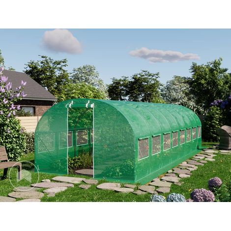 TOOLPORT Serra da Giardino tunnel Serra Orto stabile e robusto 3x8m - Telo PE 180g/m² verde transparente (1/5)