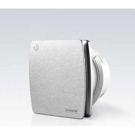 Ventilateur de Salle de Bain Ø100mm Extracteur d'Air avec Minuterie et Clapet Anti‑Retour 95 m³/h- 12 W / 34 dB Silencieux, Étanche IPX4 pour Cave, WC et Cuisine, pour Mural & Plafond, Argent (1/5)