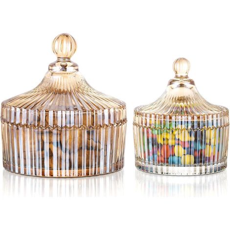 Vorratsgläser mit Deckel, 2er Set, Bernstein, 250ml+650ml (1/5)