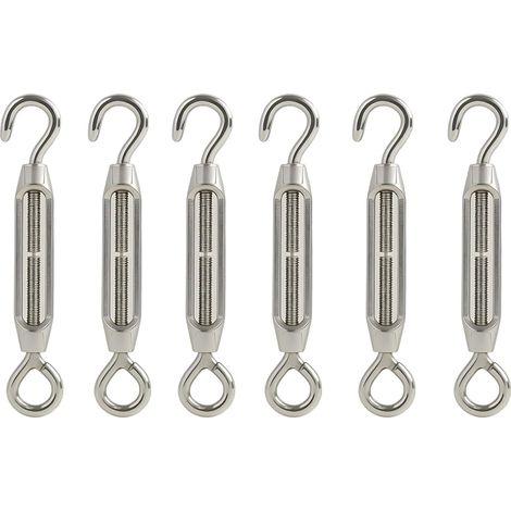 Tendeur Fil M4 - 6 Pièces - Acier Inoxydable - Réglable Crochet Et Œil - Pour Corde À Linge Et Câble - Intérieur Et Extérieur (1/5)