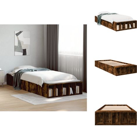 Cadre de lit sans matelas chêne fumé 90x190 cm - Cadre De Lit - Lit Double - Lit Design - Lit Moderne - Meuble Chambre (1/5)