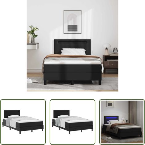 Kunstlederbett - Boxspringbett mit Matratze Schwarz 120 x 200 cm Kunstleder (1/5)
