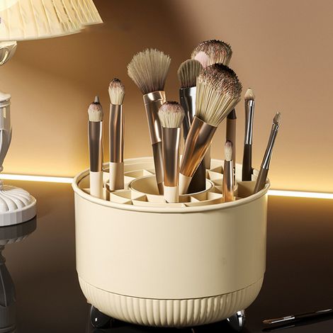 Drehbarer Aufbewahrungsbehälter für Make-up-Pinsel, Stiftehalter für den Schreibtisch, Aufbewahrungsbox für Augenbrauenstifte und Lidschatten, 21 Fächer (1/5)