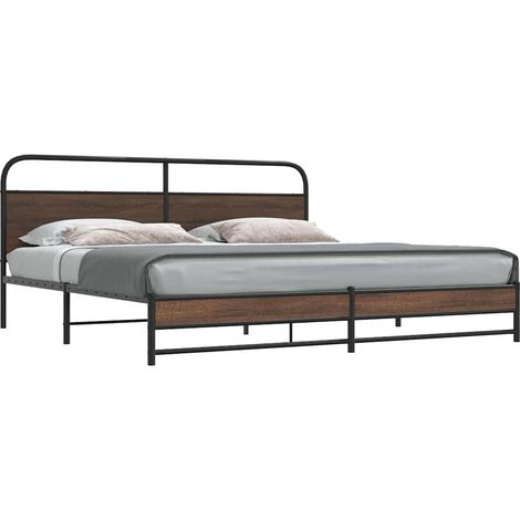 Metal Bed Frame without Mattress Brown Oak 180x200 cm vidaXL (1/5)