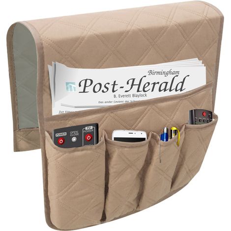 1 Organisateur d'accoudoir, 5 poches, tissu résistant, porte-télécommande, pour canapé et fauteuil (1/5)