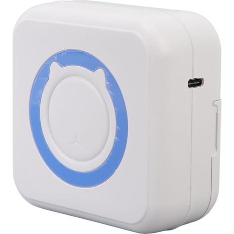 Imprimante de poche Mini imprimante Bluetooth thermique sans encre pour photos en noir et blanc, compatible iOS et Android, idéale pour les études. Disponible en bleu et blanc. (1/5)