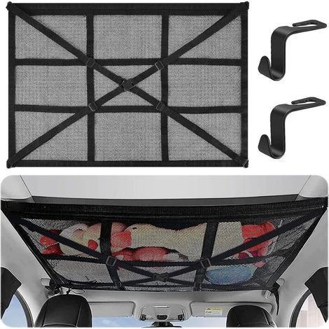 Reno – Red de almacenamiento para techo de coche 90 x 65 cm – Poliéster resistente a la abrasión – Fácil instalación con cierres de presión de 4 puntos – Compatible con SUV y furgonetas – 90 cm x 65 c (1/5)