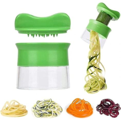 Spiraliseur de légumes manuel acier inoxydable avec couvercle (1/3)