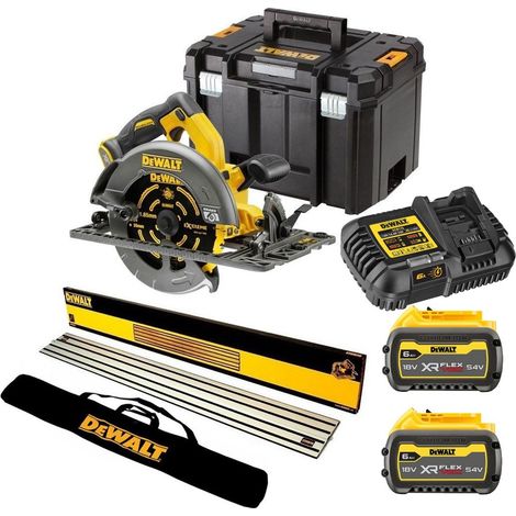 DeWalt DCS579T2 54v XR Flexvolt Circular Saw 190mm + 1.5M Guide Rail + 2 x 6.0ah