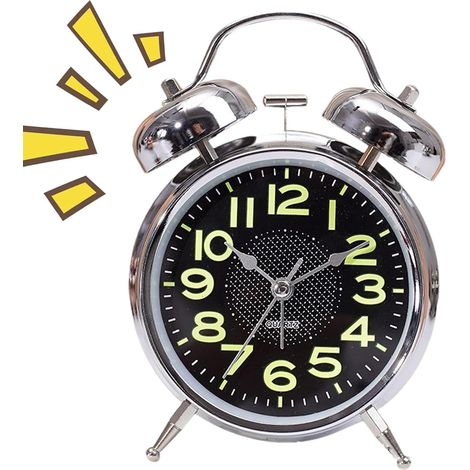 Réveil avec Sonnerie Cloche Montre Silencieuse 7,6cm (1/5)