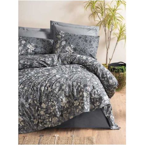 Parure housse de couette Générique 220 x 240 cm 100% coton ranforce Anthracite