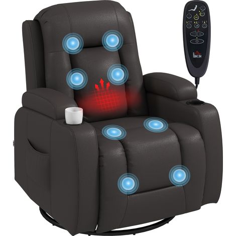 Recliner Armchair, PU Leather Footrest, 99 x 82 x 103 cm, Dark Brown (1/5)