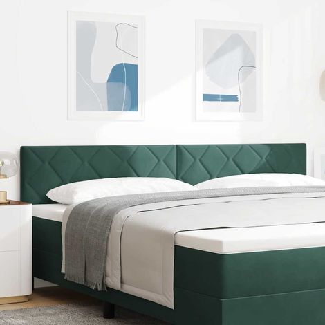 Tête de Lit LED-Panneau de lit avec lumière Géométrique Vert foncé 200 cm Velours 783687 (1/5)