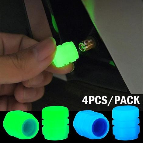 bouchons de valve lumineux fluorescents pour roue de pneu de voiture, moto ou vélo (décoration) (1/2)