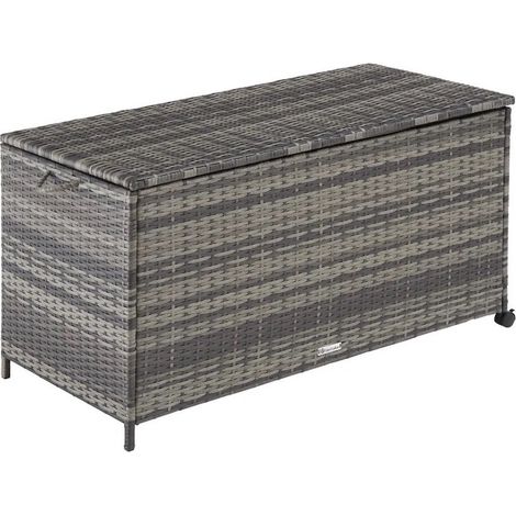 Coffre de rangement gris 297L avec cadre en aluminium et roues dimensions 117x54x64cm (1/5)