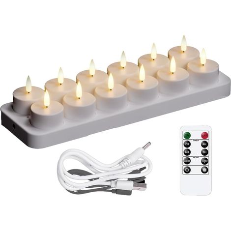 Candele tealight ricaricabili, confezione da 12 (1/5)