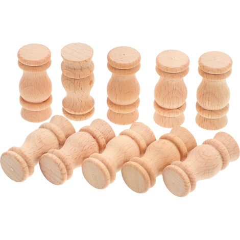 10pcs Balustres en Bois Beige Vintage pour Décoration de Meubles, Effet Décoratif Robuste, Accessoires pour Escalier ou Intérieur (1/5)