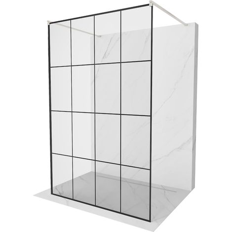 Mexen Kioto freistehende Duschwand 140 x 200 cm, schwarzes Muster 8 mm, gebürsteter Nickel - 800-140 (1/5)