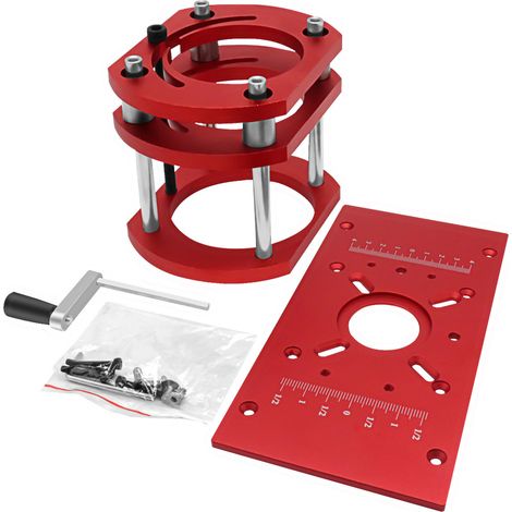 Placa de inserción de aluminio para mesa de fresado, para fresado y corte de madera, herramienta auxiliar de tallado, mesa elevadora motorizada, compatible con fresas de 64-66 mm. (1/5)