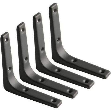 Équerre Étagère Murale, Équerre Métal Mat Noir, Support Étagère Métal pour Déco Cusine, Équerre Charge Lourde, 100mm100mm, 4pcs (1/4)