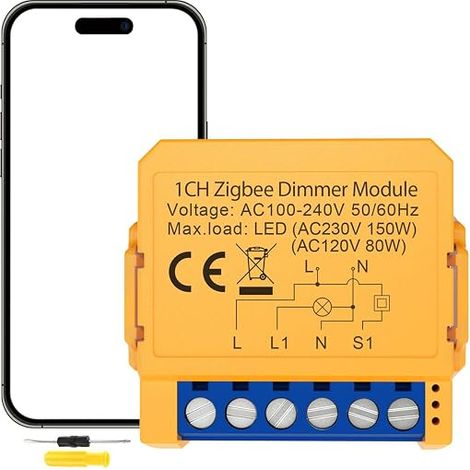 Smart Dimmer Module 150W Zigbee LED 1 Gang 2 Way WiFi (1/2)