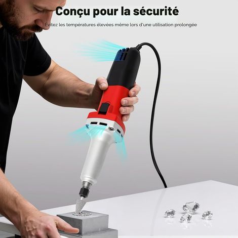 Meuleuse droite pour meuleuse d'angle Régulateur de vitesse 0-27000 tr/min Outil de polissage Ø6 mm 220V, 50Hz (1/5)