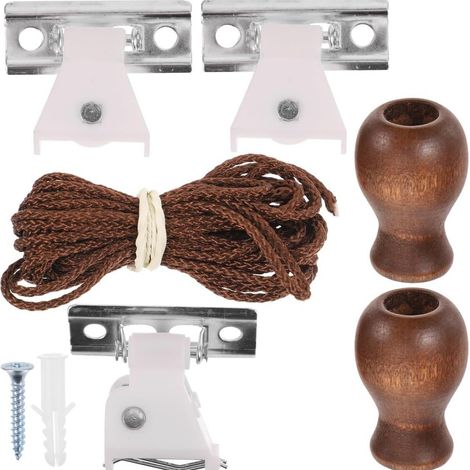 Kit d'accessoires de levage et de remplacement pour stores enrouleurs en bambou de qualité export (comprenant corde en chanvre/boucle de verrouillage/poulie/pendentif) (1/5)