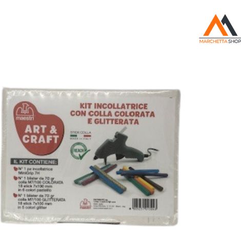 KIT PARA MÁQUINA DE PEGAMENTO MINIGRIP 7H + PEGAMENTO DE COLORES Y CON BRILLOS