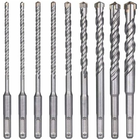 LaBlanc – Betonbohrer, 9 Stück (5 mm, 16 x 160 mm), Fliesenbohrer, elektrischer SDS-Plus-Schlagbohrer für Locher, Kreuzbohrer für Beton, Ziegel, Stein, Natur, Metall