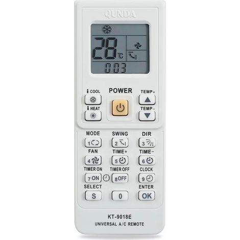 Télécommande universelle de climatisation et de chauffage - pour Midea/LG/Samsung/Panasonic KT9018E, 1pc (1/3)