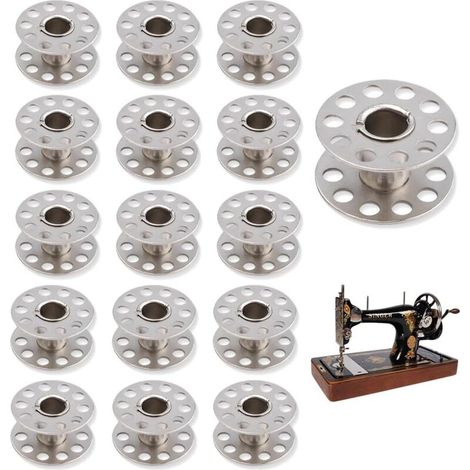 Applicable 16 Pièces Canettes De Couture, Métal Machine à Coudre à Bobine, machine a coudre accessoires, couture accessoires, canette machine a coudre, adapté pour les machines à coudre à bobine (1/5)