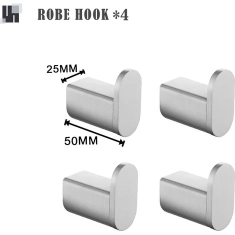 (4 crochets pour peignoir) Porte-brosse WC mural brossé, porte-papier toilette, barre porte-serviettes, porte-savon, étagères, accessoires de salle de bain en acier inoxydable (1/5)
