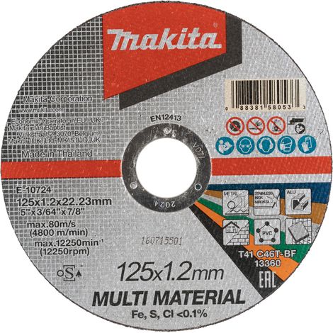 Disco de corte fino 125 x 1,2 x 22,23 mm MAKITA E-10724, C46T, multi-material (1/2)