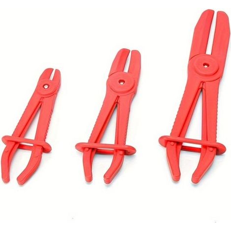 Set mit 3 geraden Kunststoffzangen für flexible Schläuche, Gasleitungen, Kühler-, Brems-, Kühlmittel- und Kraftstoffleitungen – Rot (1/5)