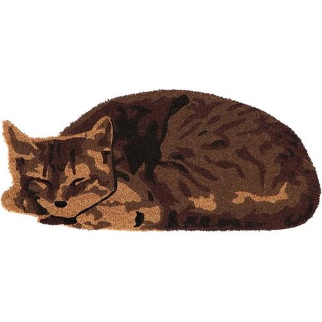 ZERBINO IN COCCO A FORMA DI GATTO CHE DORME 75X33CM