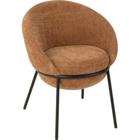 Chaise de salle à manger marron pieds en fer design élégant - Marron terracotta tissu texturé (1/5)