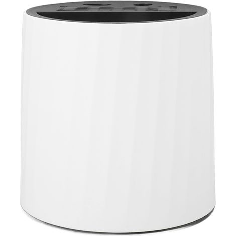 Support cylindrique pour couteaux de cuisine, rotation à 360°, bloc de rangement multi-emplacements pour couteaux, baguettes, cuillères et fourchettes (blanc). (1/5)