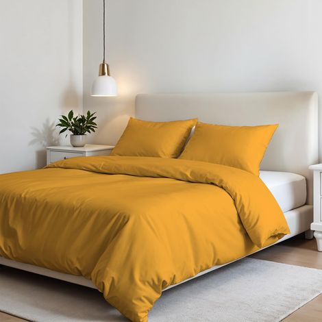 Housse de Couette Set, Jaune, Double, Microfibre (1/5)