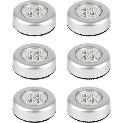 Confezione da 6 luci touch wireless alimentate a batteria, lampada touch stick tap, luce a pressione per armadi, credenze, ripiani o lavanderie, luce touch wireless, batteria non inclusa, 4 luci