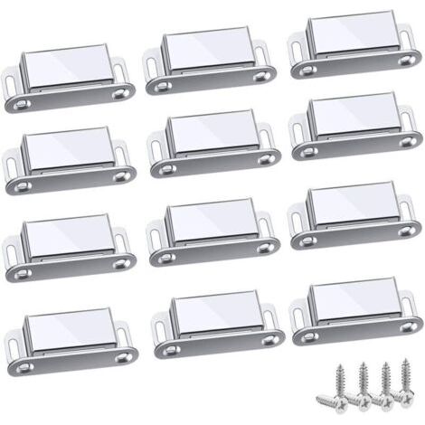 Chiusure magnetiche, 12 pezzi, potenti e robuste, fino a 6 kg, per cassetti, porte doccia, armadi, credenze, mobili (45 mm - 12 pezzi)