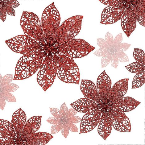 36 glitzernde Weihnachtssternblüten als Christbaumschmuck, schillernde Weihnachtssternsträucher (1/5)