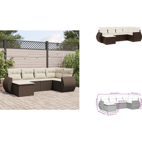 6-tlg. Garten-Sofagarnitur mit Kissen Braun Poly Rattan - Garten Sofagarnitur - Garten Sofagarnituren - Outdoor Sofagarnitur - Sofagarnitur Terrasse (1/3)