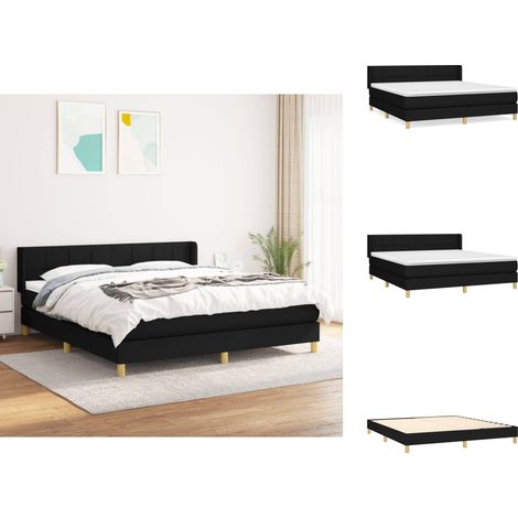 Betten & Bettgestelle - Living Boxspringbett mit Matratze Schwarz 180x200 cm Stoff (1/5)