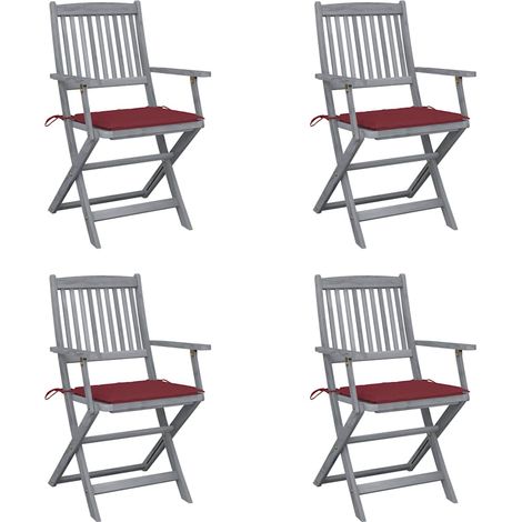 Klappbare Gartenstühle 4 Stk. mit Sitzkissen Massivholz Akazie
