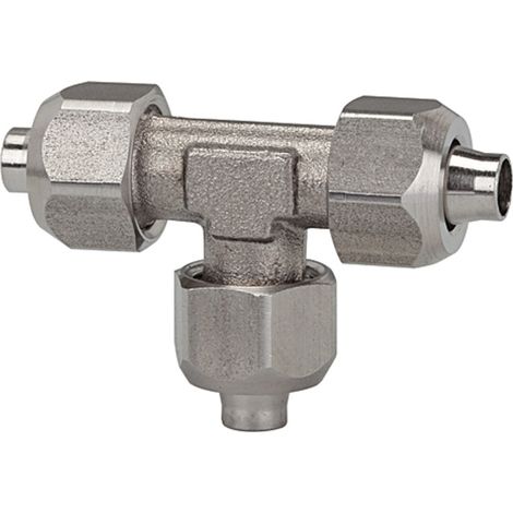 Riegler T-Verbinder, für Schlauch 10/8 mm, SW1 16, SW2 12, ES 1.4404 (1/3)