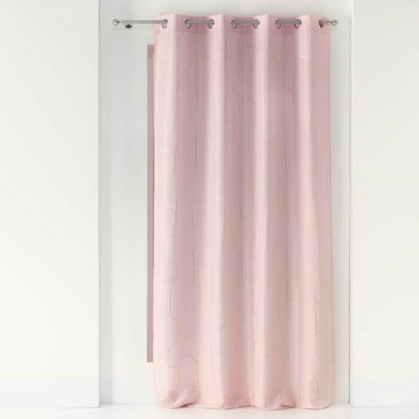 Rideau à œillets 140 x 260 cm – Polyester imprimé métallisé Domea Rose/Or (1/4)