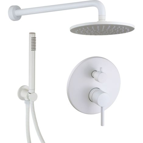 Kit de ducha completo en blanco opaco con rociador de 200 mm Pollini Jessy C477355255BO Blanco mate (1/5)