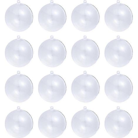 20 boules de Noël transparentes en plastique, boules rondes creuses, boules de Noël à suspendre (7 cm) (1/2)