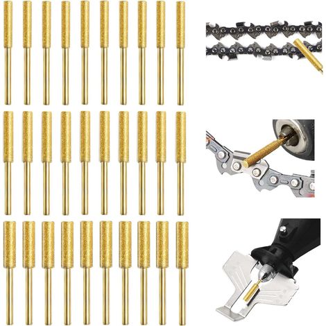 30 Pièces - Lime à Pierre - Gabarit Affûtage - Haute Dureté Diamant pour Scie à Chaîne - Acier et Bois - Gris - 4,0mm/4,8mm/5,5mm (1/5)