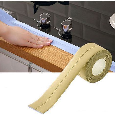 Bande De Calfeutrage - Pvc Flexible Impermeable - Salle De Bain Cuisine - 3 2 X 3 8 M - Beige
